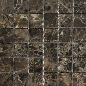 Dark Emperador Mosaic Polished Marble 12"x12" (2"x2" Chip Size)