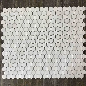 Dolomite Hexagon Mosaic Polished Marble 10.5"x12" (2" Chip Size)