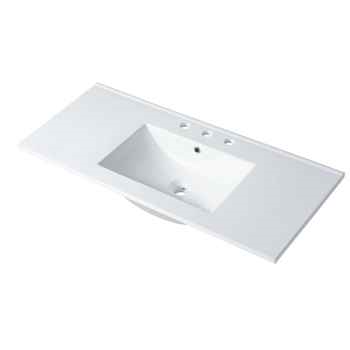 Elegant Single Ceramic Basin, 48"x18", Top Mount, Three Holes, 8" Spread, cUPC Certified