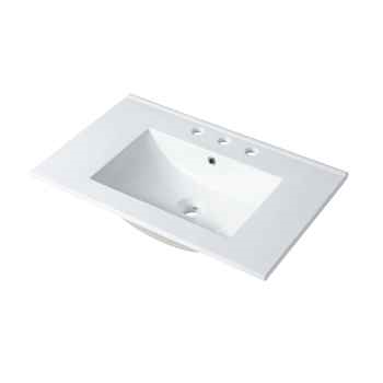Elegant Top-Mount Ceramic Basin Sink, 30"x18", Three Holes, 8" Spread, cUPC Certified