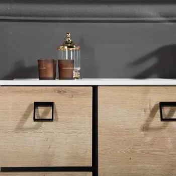 Elizabeth 39.5 inch Oak Color Bathroom Vanity Metal Legs