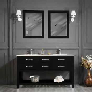 Edison 60" Black Double Sink Bathroom Cabinet