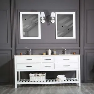 Edison 72" White Double Sink Bathroom Cabinet
