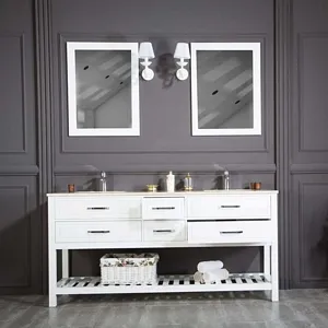 Edison 72" White Double Sink Bathroom Cabinet