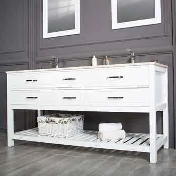 Edison 72" White Double Sink Bathroom Cabinet