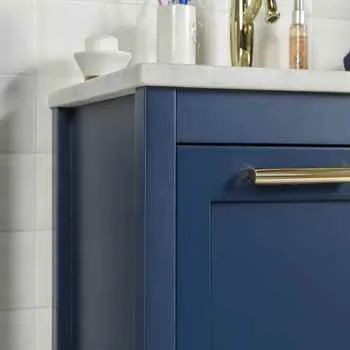 Grove 30" Navy Blue Bathroom Vanity with Carrara Marble Countertop included Porcelain Sink