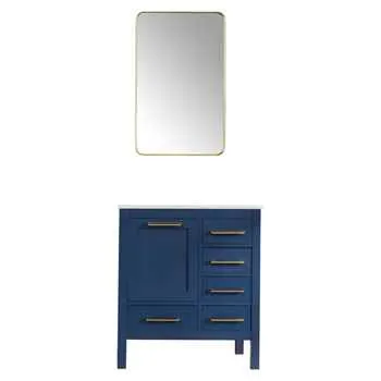 Grove 30" Navy Blue Bathroom Vanity with Carrara Marble Countertop included Porcelain Sink