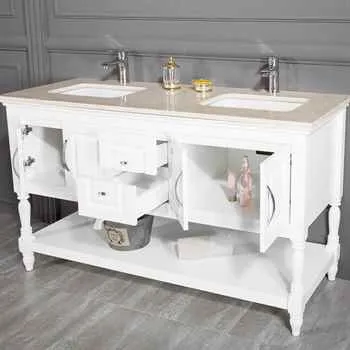 Hamilton 60" White Double Sink Bathroom Cabinet