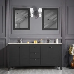 Lakewood 72" Anthracite Double Sink Bathroom Cabinet