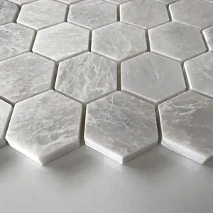 IceBerg Hexagon 2" Polished Mosaic Marble 10.75"x12" (2" Chip Size)