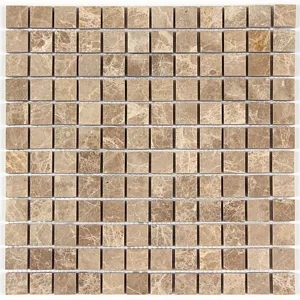 Light Emperador Marble 1x1 Polished Square Mosaic 12"x12" (1" Chip Size)