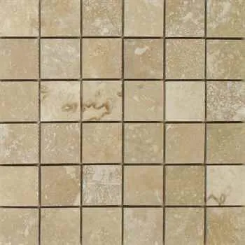 Light Travertine Mosaic Filled&honed Natural Stone 12"x12" (2"x2" Chip Size)