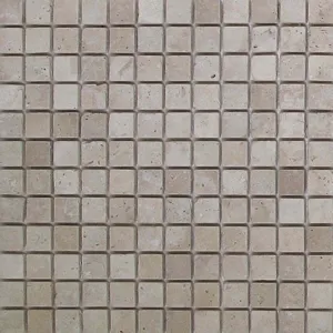 Light Travertine Mosaic Tumbled Natural Stone 12"x12" (1"x1" Chip Size)