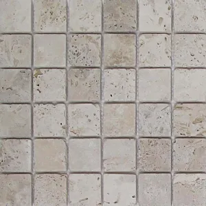 Light Travertine Mosaic Tumbled Natural Stone 12"x12" (2"x2" Chip Size)