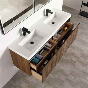 Lily 72 inch Brown Walnut Strip Double Vanity