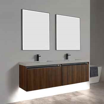 Lily 72 inch Brown Walnut Strip Double Vanity