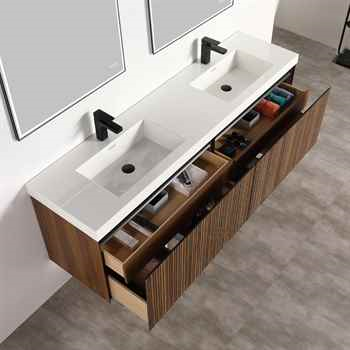 Lily 72 inch Brown Walnut Strip Double Vanity
