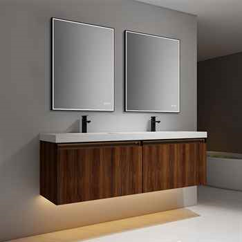 Lily 72 inch Brown Walnut Strip Double Vanity