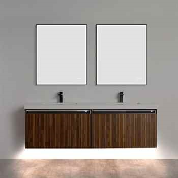 Lily 72 inch Brown Walnut Strip Double Vanity