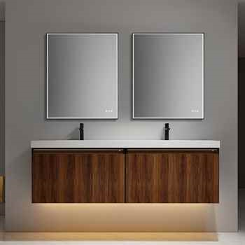 Lily 72 inch Brown Walnut Strip Double Vanity