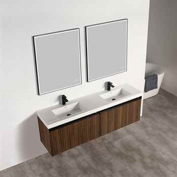 Lily 72 inch Brown Walnut Strip Double Vanity