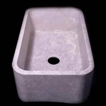 London Kitchen Stone Farmhouse Sink Marble Silver Sky Honed H: 10" X W" 30" X L: 18" Farm Sink