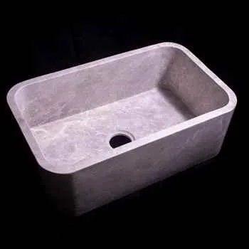 London Kitchen Stone Farmhouse Sink Marble Silver Sky Honed H: 10" X W" 30" X L: 18" Farm Sink