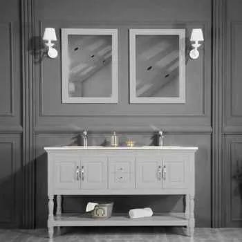 Hamilton 60" Light Gray Double Sink Bathroom Cabinet