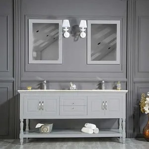 Hamilton 72" Light Gray Double Sink Bathroom Cabinet
