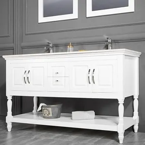Hamilton 60" White Double Sink Bathroom Cabinet