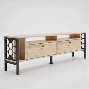 Luna 63" Wood and Black TV Stand