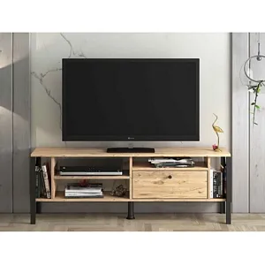 Luna 63" Wood and Black TV Stand