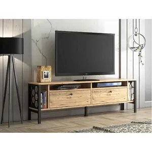 Luna 63" Wood and Black TV Stand