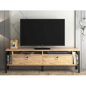 Luna 63" Wood and Black TV Stand
