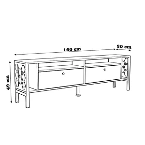 Luna 63" Wood and Black TV Stand