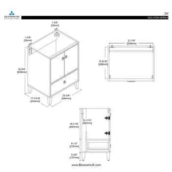Lyon 24 Inch Bathroom Vanity Metal Grey