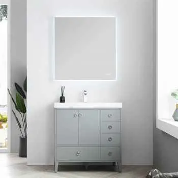 Lyon 36 Inch Bathroom Vanity Metal Grey 