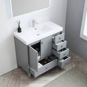 Lyon 36 Inch Bathroom Vanity Metal Grey 