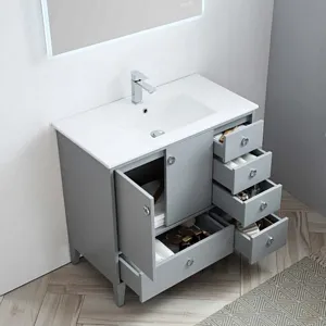Lyon 36 Inch Bathroom Vanity Metal Grey 