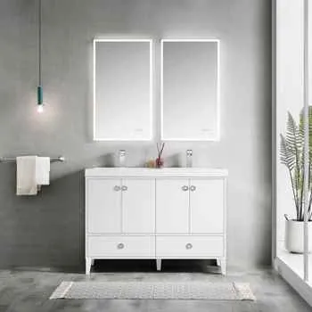 VANITY SALE Lyon 48" Bathroom Vanity Double Sinks Matte White