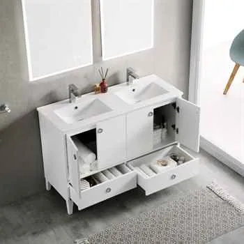 VANITY SALE Lyon 48" Bathroom Vanity Double Sinks Matte White