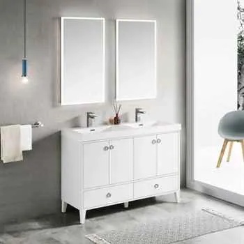 VANITY SALE Lyon 48" Bathroom Vanity Double Sinks Matte White