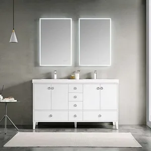 Lyon 60 Inch Bathroom Vanity Matte White Double Sinks