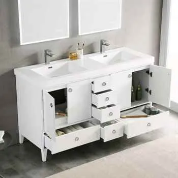 Lyon 60 Inch Bathroom Vanity Matte White Double Sinks