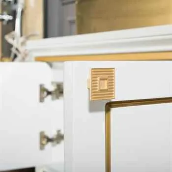 VANITY SALE Trenton White / Gold Bathroom Cabinet– 36 inches, White Color With Golden Glazed Frame On Door