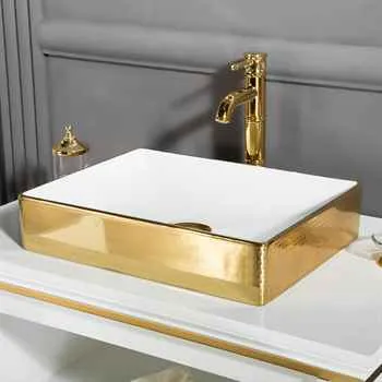 VANITY SALE Trenton White / Gold Bathroom Cabinet– 36 inches, White Color With Golden Glazed Frame On Door
