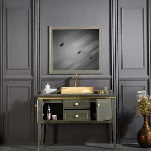 Trenton 48" Anthracite / Gold Bathroom Cabinet
