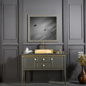 Trenton 48" Anthracite / Gold Bathroom Cabinet