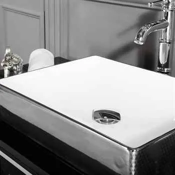 VANITY SALE Trenton Black / Silver Bathroom Cabinet– 48  inches, With 2 Doors and 1 Drawer, Solid wood Legs, MDF Panels