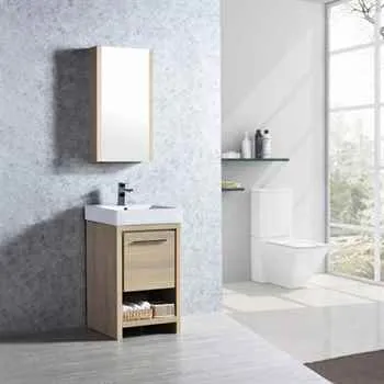 Milan 20 Inch Bathroom Vanity Briccole Oak & Compatible Medicine Cabinet